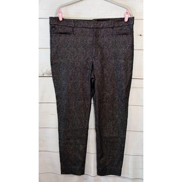 Banana Republic Sloan Pants Sz 16 Black Gold Shimmer Festive Holiday Party - Picture 1 of 6